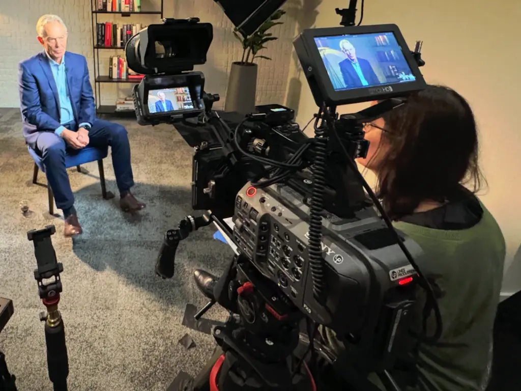 Kristen interviewing Tony Blair